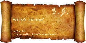 Valkó József névjegykártya